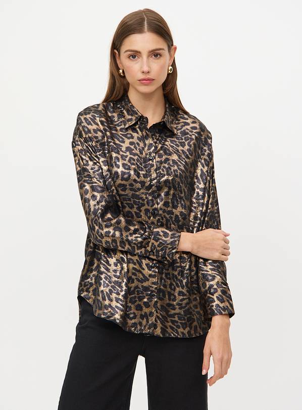 Leopard Print Satin Shirt 10